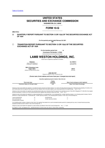 Vorschaubild Lamb Weston 10-Q Quartalsbericht  