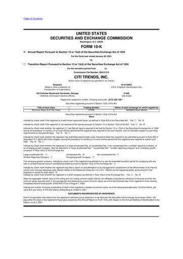 Thumbnail Citi Trends, Inc. 10-K Annual Report 