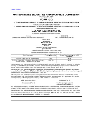 Vorschaubild Nabors Industries
 10-Q Quartalsbericht 2021 