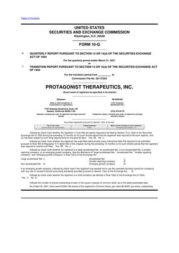 Thumbnail Protagonist Therapeutics
 10-Q Quarterly Report FY2021 
