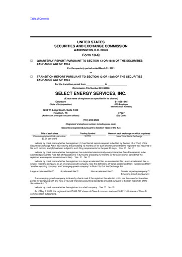 Thumbnail Select Water Solutions 10-Q Quarterly Report FY2021 
