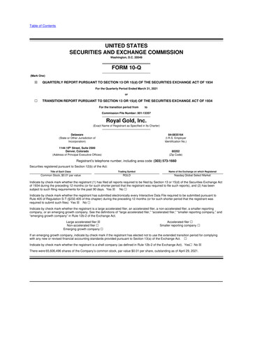 Thumbnail Royal Gold
 10-Q Quarterly Report FY2021 