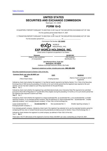 Thumbnail eXp World Holdings
 10-Q Quarterly Report FY2021 