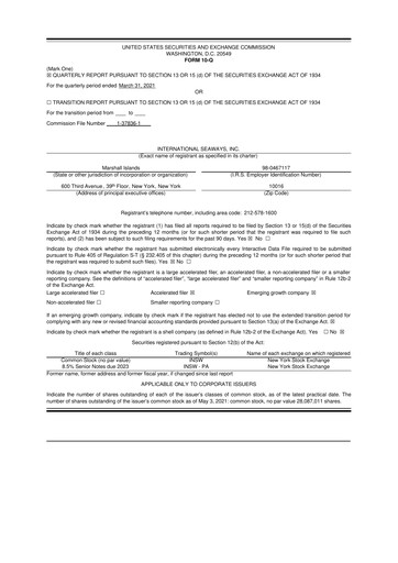 Vorschaubild International Seaways 10-Q Quartalsbericht 2021 