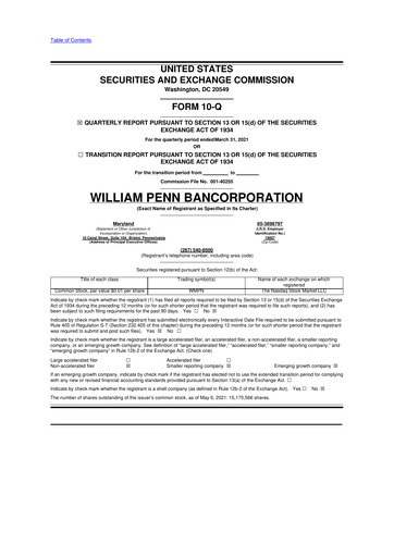 Thumbnail William Penn Bancorporation 10-Q Quarterly Report FY2021 