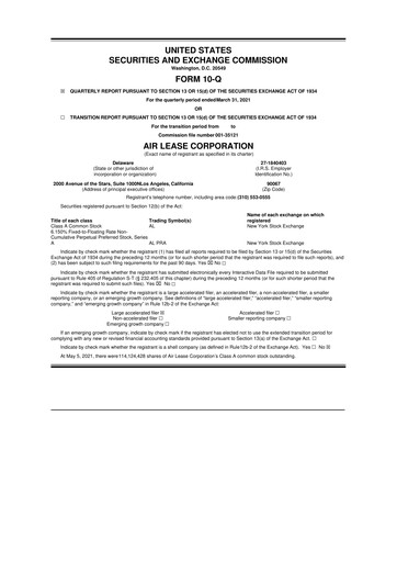Thumbnail Air Lease Corporation
 10-Q Quarterly Report FY2021 