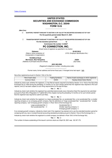 Thumbnail PC Connection
 10-Q Quarterly Report FY2021 
