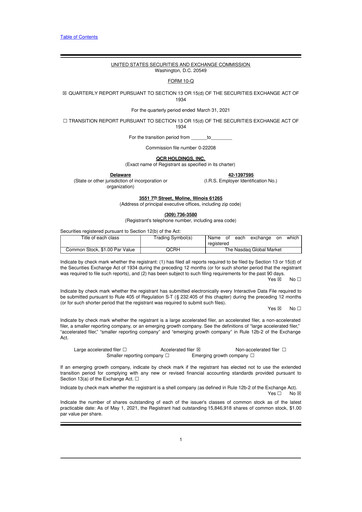 Miniature QCR Holdings
 10-Q Rapport trimestriel 2021 