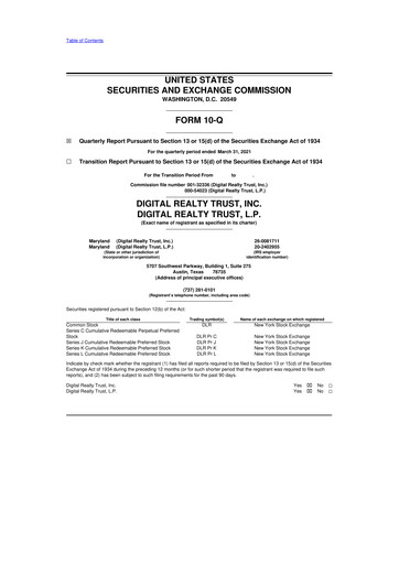 Thumbnail Digital Realty 10-Q Quarterly Report FY 