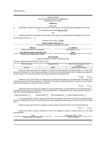 Vorschaubild Southern Missouri Bancorp 10-Q Quartalsbericht 2021 