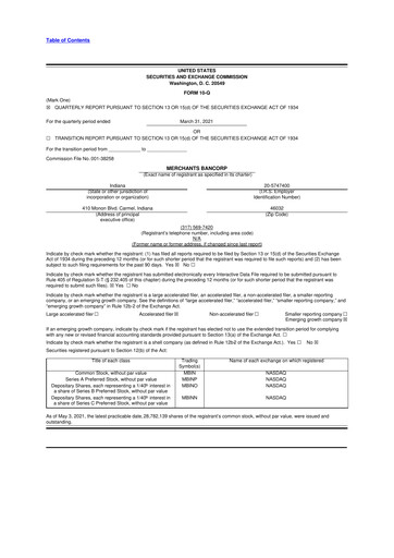 Thumbnail Merchants Bancorp 10-Q Quarterly Report FY2021 