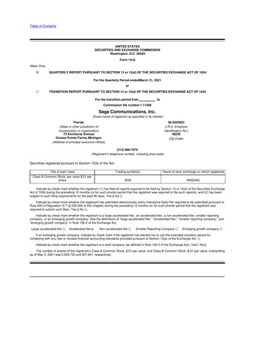 Thumbnail Saga Communications 10-Q Quarterly Report FY2021 