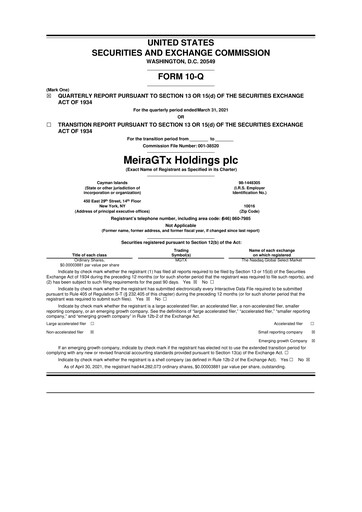 Vorschaubild MeiraGTx 10-Q Quartalsbericht 2021 