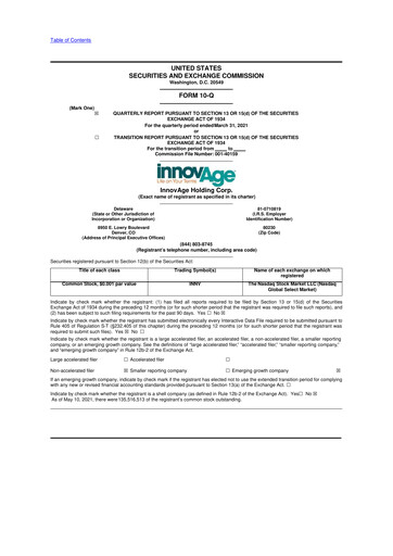 Thumbnail InnovAge 10-Q Quarterly Report FY2021 