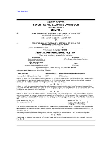 Thumbnail Armata Pharmaceuticals 10-Q Quarterly Report FY2021 