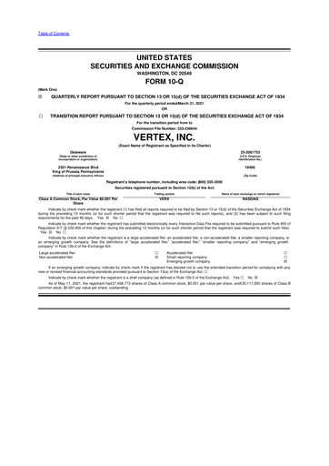 Thumbnail Vertex 10-Q Quarterly Report FY2021 
