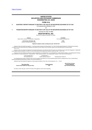 Miniature Desktop Metal 10-Q Rapport trimestriel 2021 