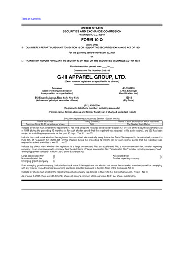 Vorschaubild G-III Apparel Group 10-Q Quartalsbericht 2022 