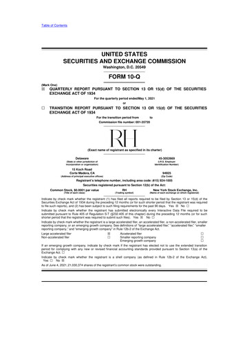 Thumbnail Restoration Hardware
 10-Q Quarterly Report FY2021 