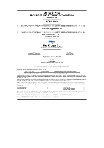 Vorschaubild Kroger 10-Q Quartalsbericht 2021 