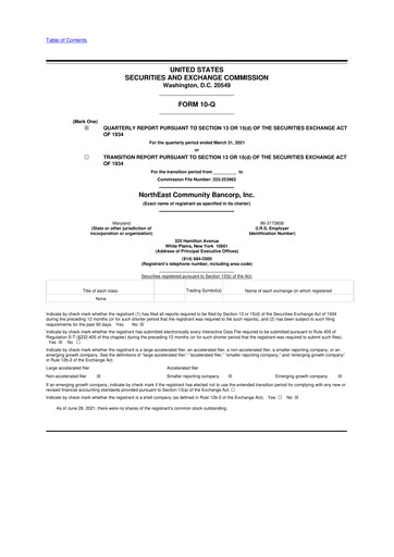 Thumbnail Northeast Community Bancorp 10-Q Quarterly Report FY2021 