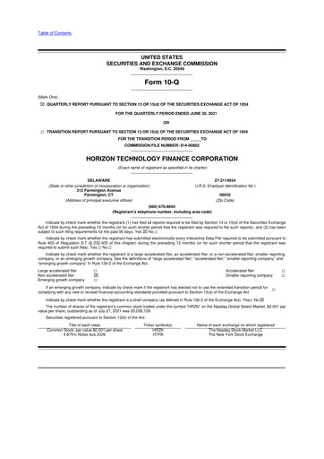 Vorschaubild Horizon Technology Finance 10-Q Quartalsbericht  