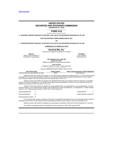 Thumbnail Annovis Bio 10-Q Quarterly Report FY 