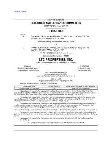 Thumbnail LTC Properties 10-Q Quarterly Report FY2021 