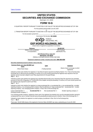 Thumbnail eXp World Holdings
 10-Q Quarterly Report FY2021 