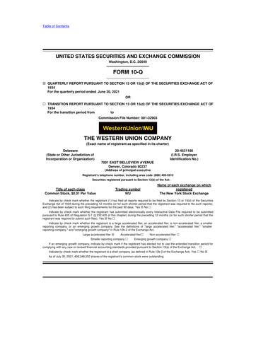 Thumbnail Western Union 10-Q Quarterly Report FY2021 