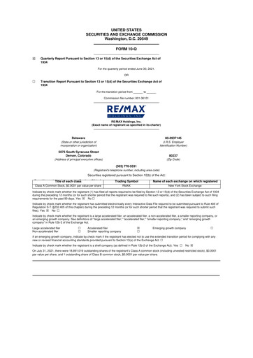 Thumbnail RE/MAX Holdings 10-Q Quarterly Report FY2021 