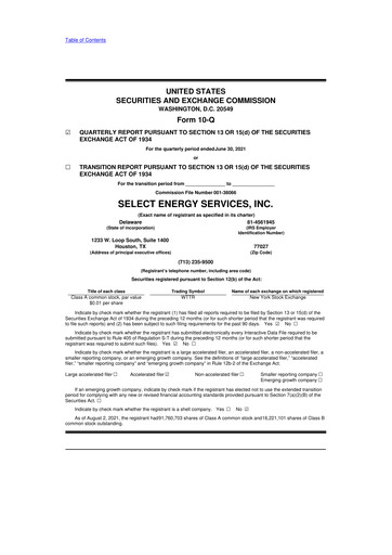 Thumbnail Select Water Solutions 10-Q Quarterly Report FY2021 