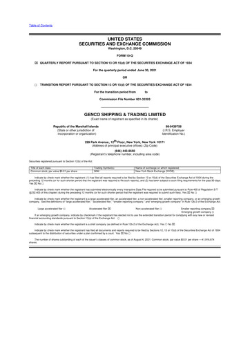 Thumbnail Genco Shipping & Trading 10-Q Quarterly Report FY2021 