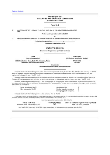 Thumbnail W&T Offshore 10-Q Quarterly Report FY2021 
