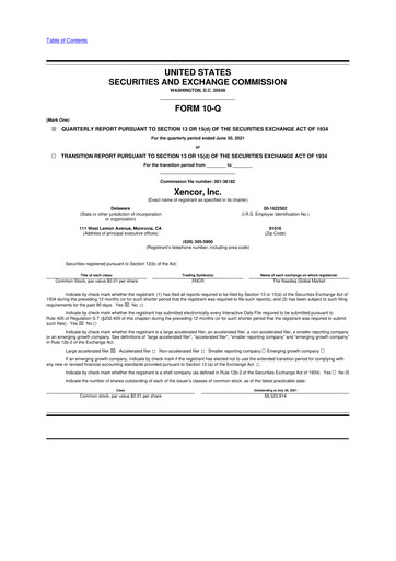 Thumbnail Xencor 10-Q Quarterly Report FY2021 