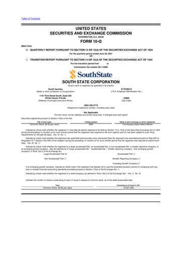 Thumbnail South State Corp 10-Q Quarterly Report FY2021 