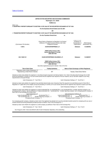 Thumbnail Icahn Enterprises
 10-Q Quarterly Report FY2021 