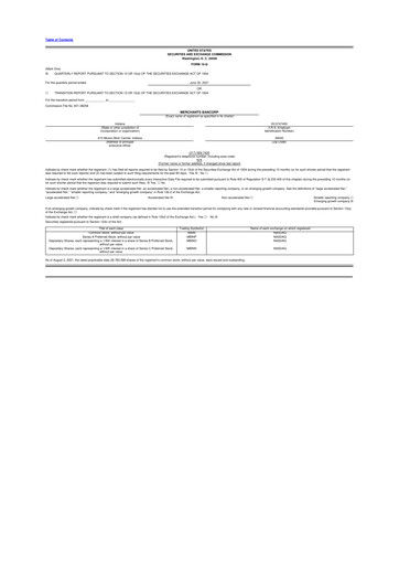 Thumbnail Merchants Bancorp 10-Q Quarterly Report FY2020 