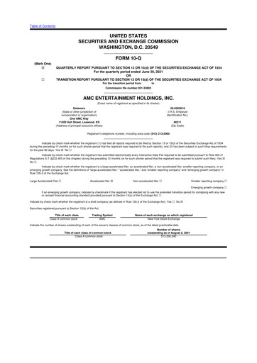 Thumbnail AMC Entertainment 10-Q Quarterly Report FY 