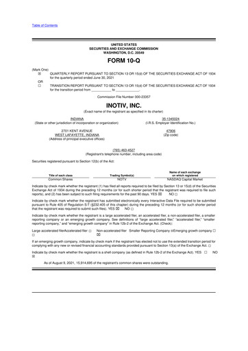 Miniature Inotiv 10-Q Rapport trimestriel 2021 