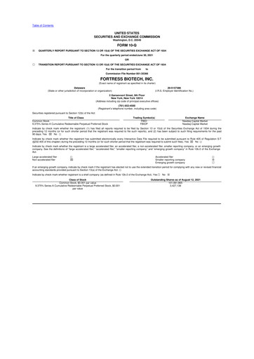 Thumbnail Fortress Biotech
 10-Q Quarterly Report FY2021 