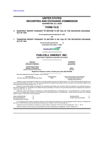 Thumbnail FuelCell Energy
 10-Q Quarterly Report FY2021 