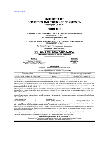 Thumbnail William Penn Bancorporation 10-K Annual Report 2021