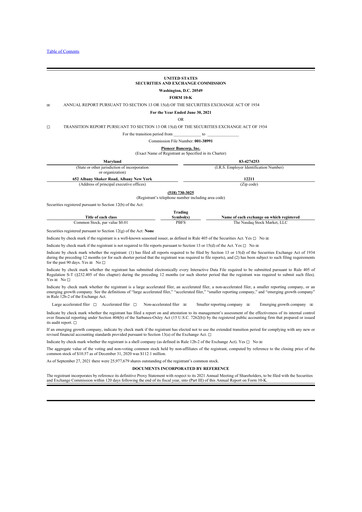 Thumbnail Pioneer Bancorp 10-K Annual Report 2021