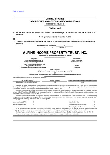 Thumbnail Alpine Income Property Trust 10-Q Quarterly Report FY2021 