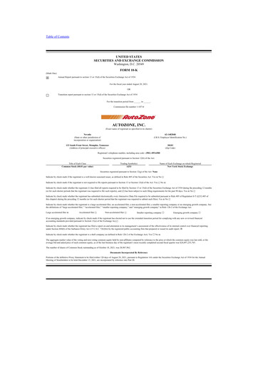 Thumbnail AutoZone 10-K Annual Report 2021