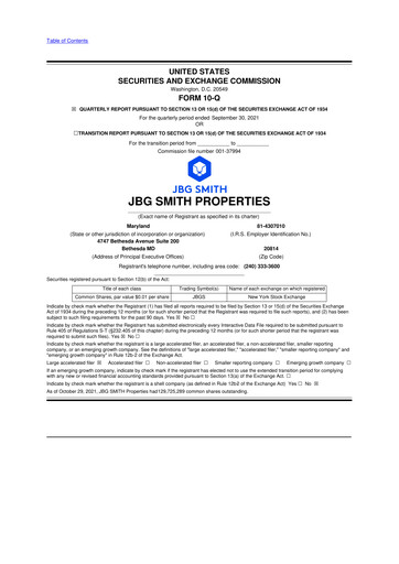 Thumbnail JBG SMITH
 10-Q Quarterly Report FY2021 