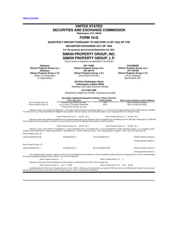 Thumbnail Simon Property Group 10-Q Quarterly Report FY 