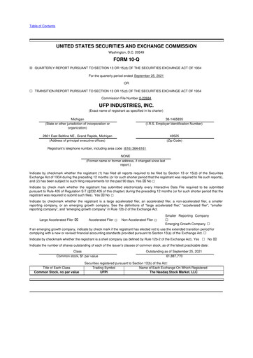 Thumbnail UFP Industries
 10-Q Quarterly Report FY2021 