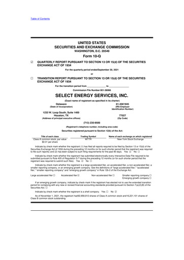 Thumbnail Select Water Solutions 10-Q Quarterly Report FY2021 